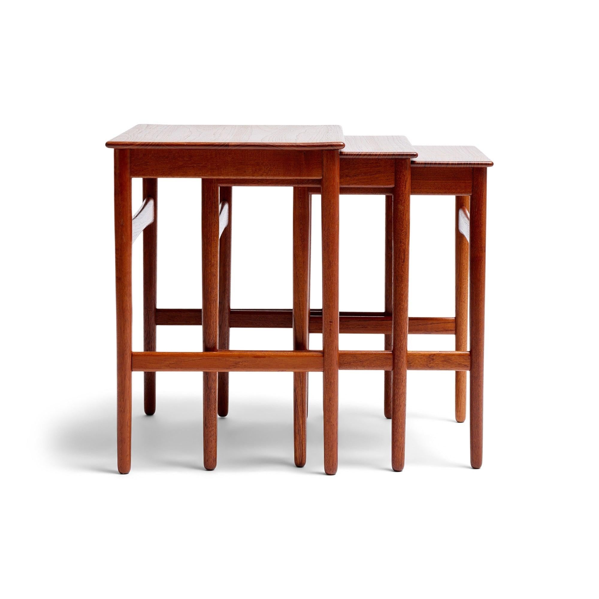 Danish Teak Nesting Tables by Hans J. Wegner for Andreas Tuck, 1950s For Sale