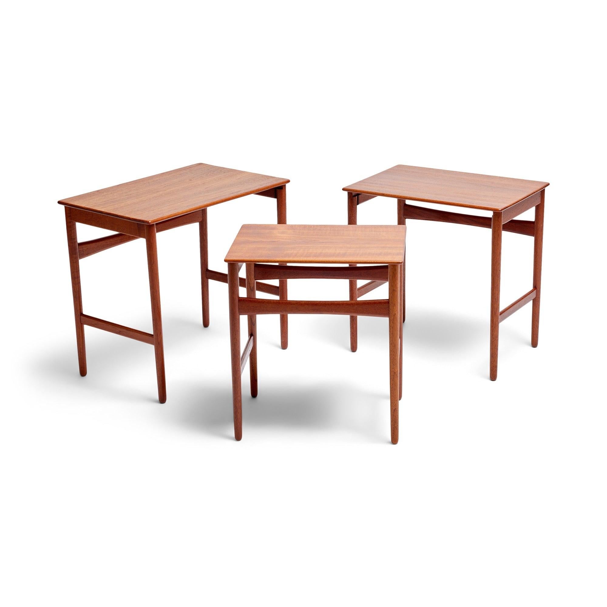 Teak Nesting Tables by Hans J. Wegner for Andreas Tuck, 1950s In Excellent Condition For Sale In Sagaponack, NY