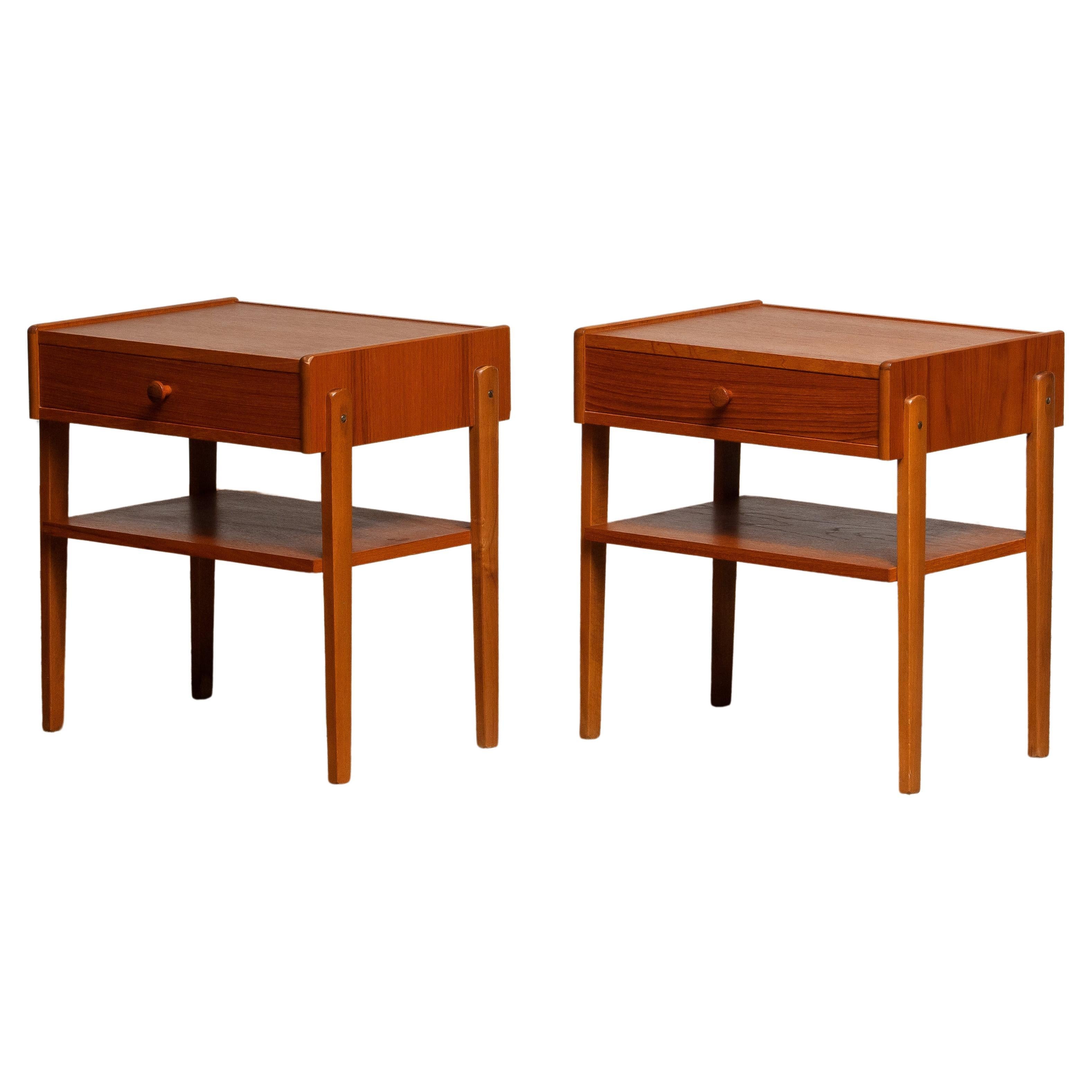 Mesillas de noche de teca Mesillas de noche de Carlström & Co Mobelfabrik Suecia 1950