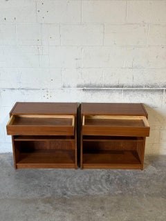 Teak Nightstands Set of 2 with Open Shelves Danish Mid-Century Modern 1960s