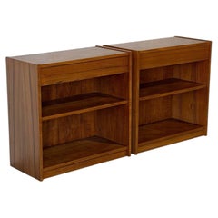 Teak Nightstands Set of 2 with Open Shelves Danish Mid-Century Modern 1960s