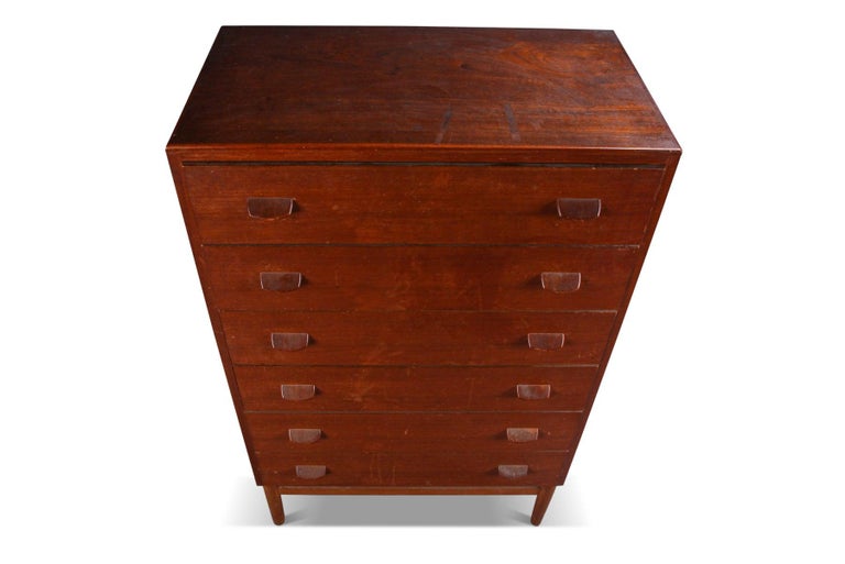 Mid-Century Modern Teak + Oak Highboy By Poul Volther For Sale