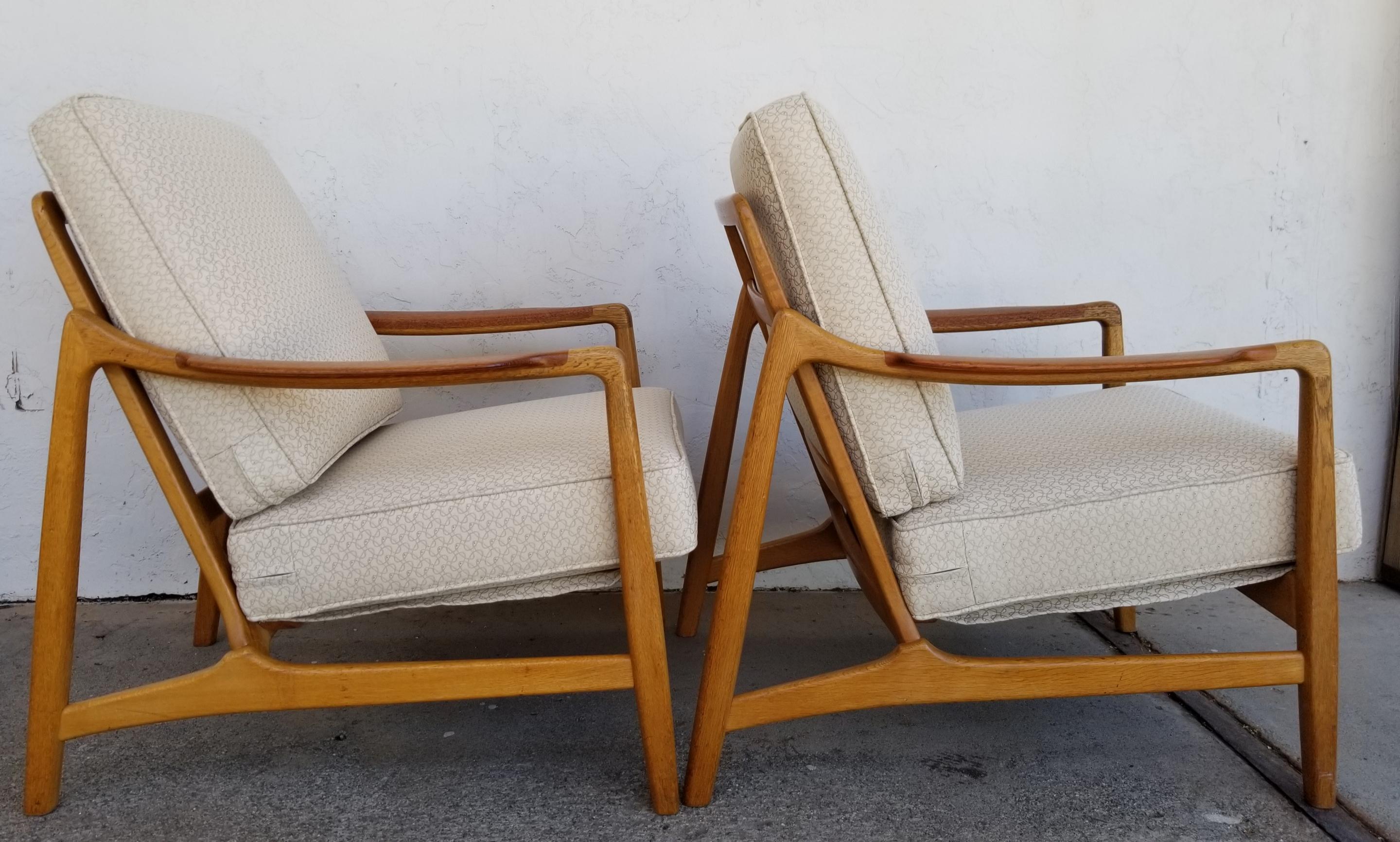 Scandinavian Modern Teak & Oak Lounge Chairs by Tove & Edvard Kindt-Larsen