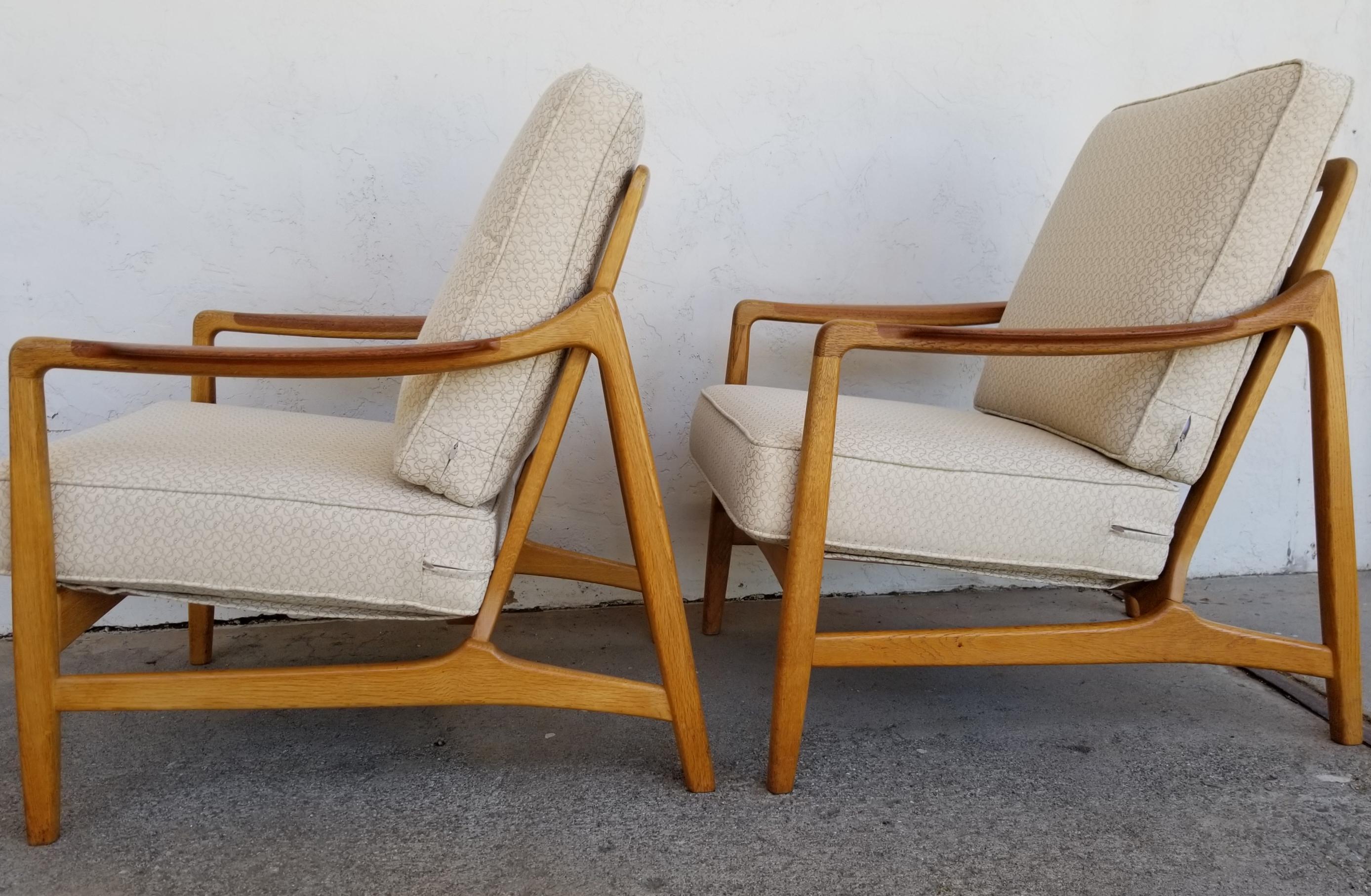 Danish Teak & Oak Lounge Chairs by Tove & Edvard Kindt-Larsen