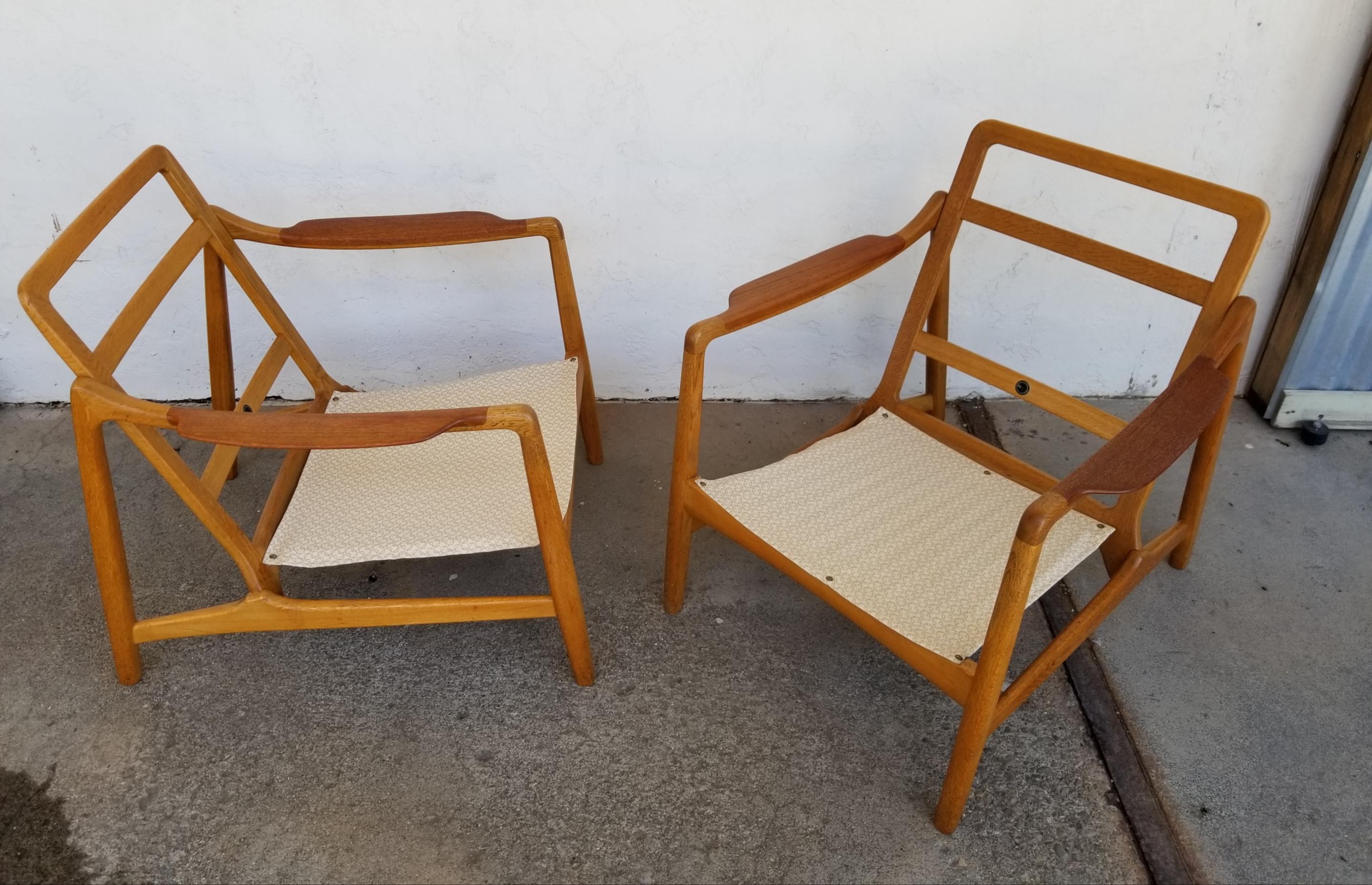 Teak & Oak Lounge Chairs by Tove & Edvard Kindt-Larsen 1