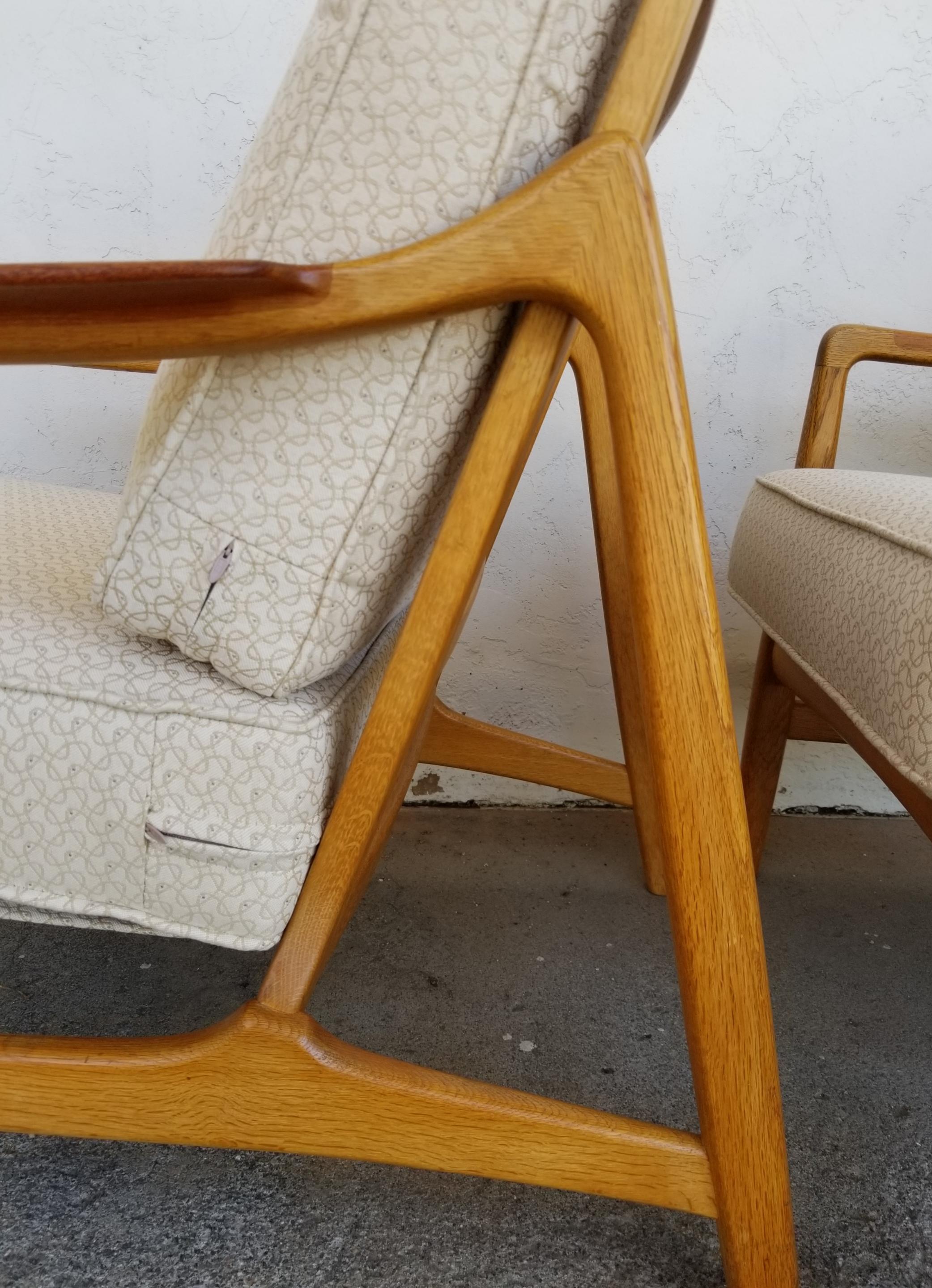 Teak & Oak Lounge Chairs by Tove & Edvard Kindt-Larsen 3