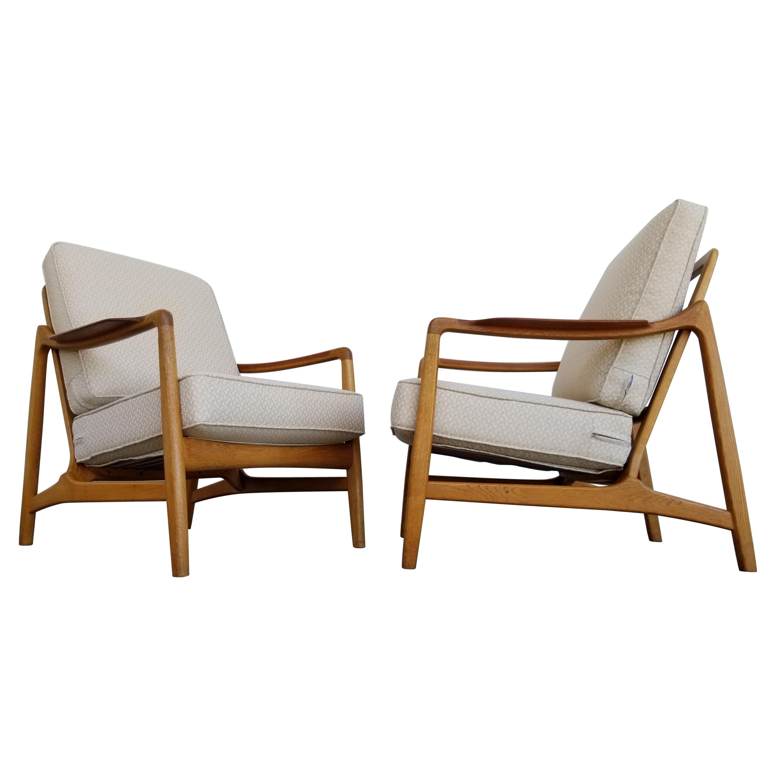 Teak & Oak Lounge Chairs by Tove & Edvard Kindt-Larsen