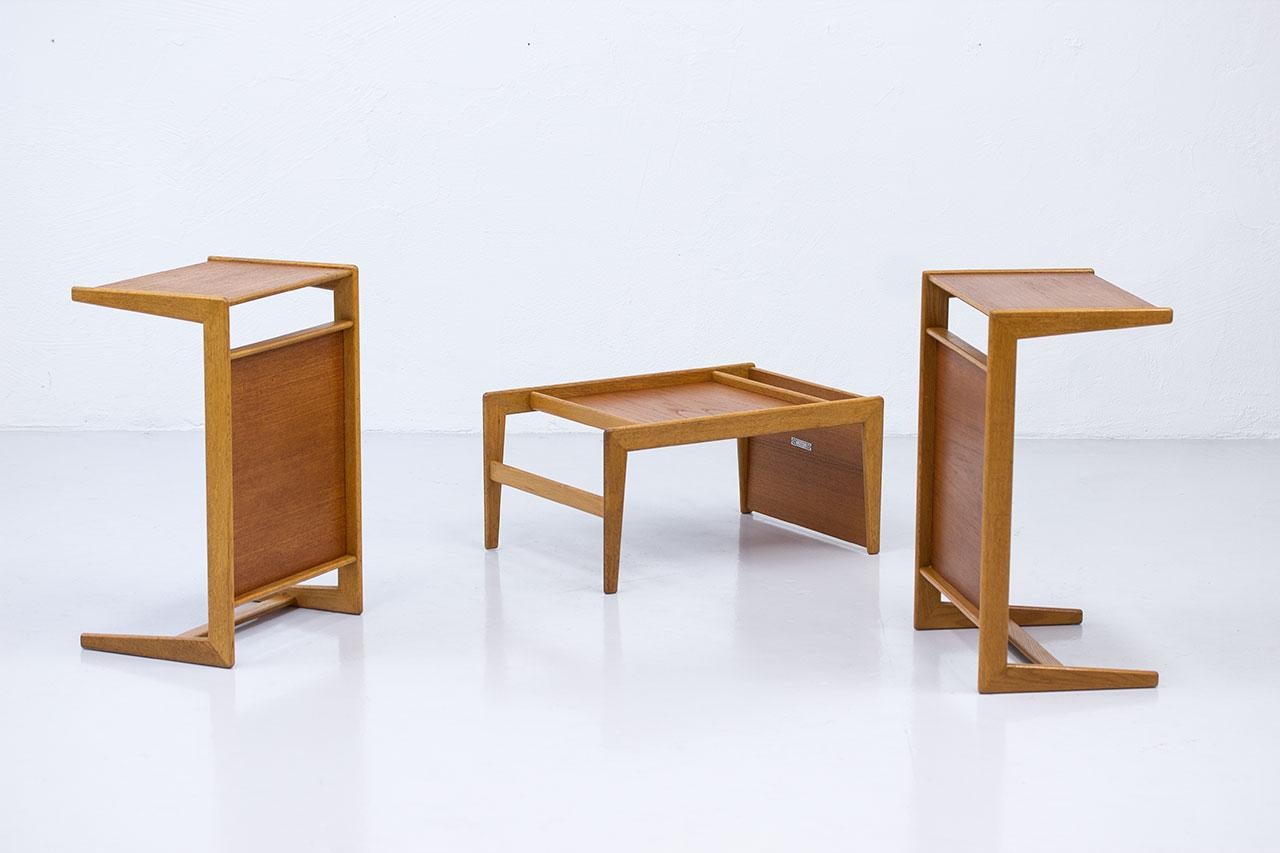 Teak & Oak Side Tables by Yngvar Sandström for Nordiska Kompaniet 4