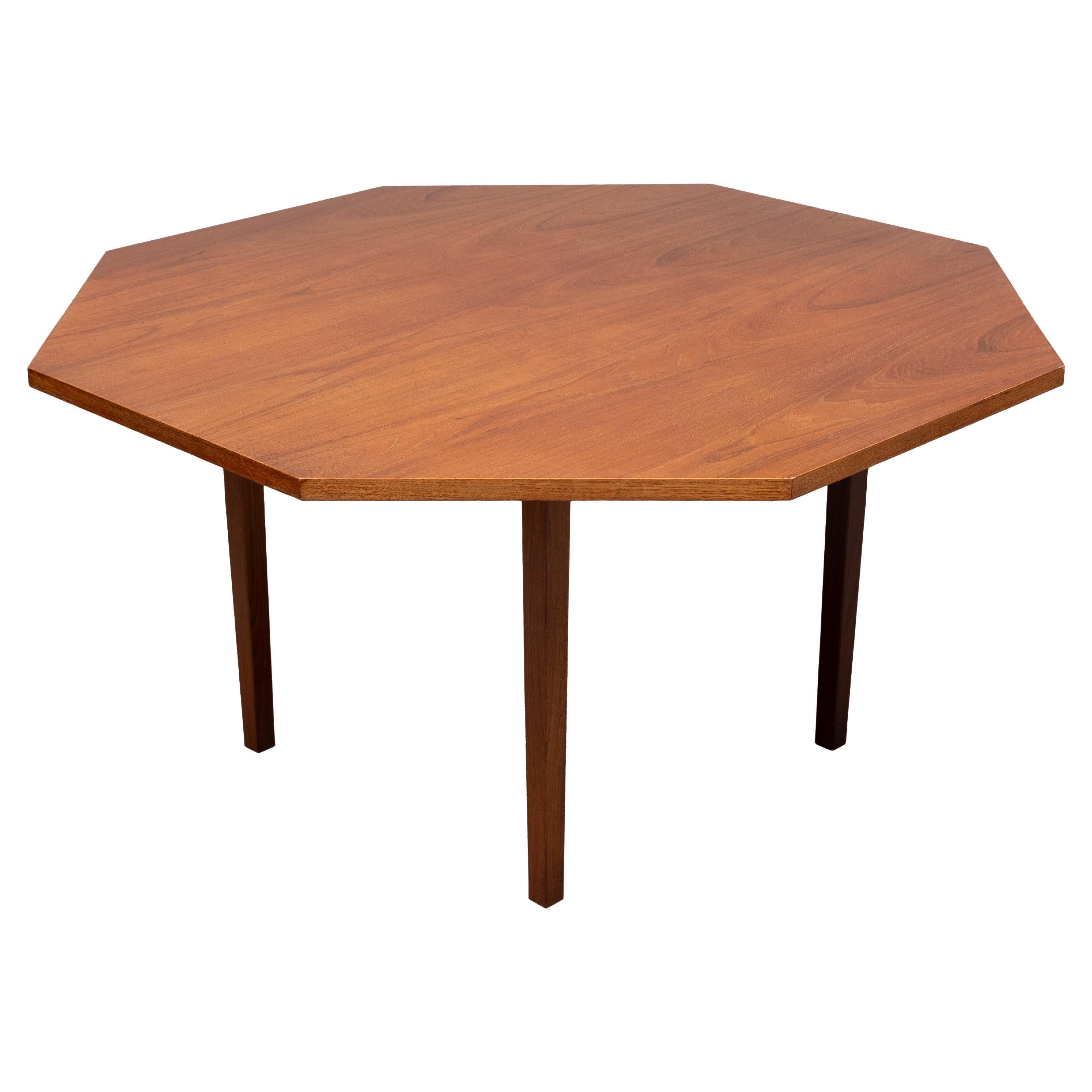 Mid-Century Modern Teak octangle shaped dining table 1960s For Sale