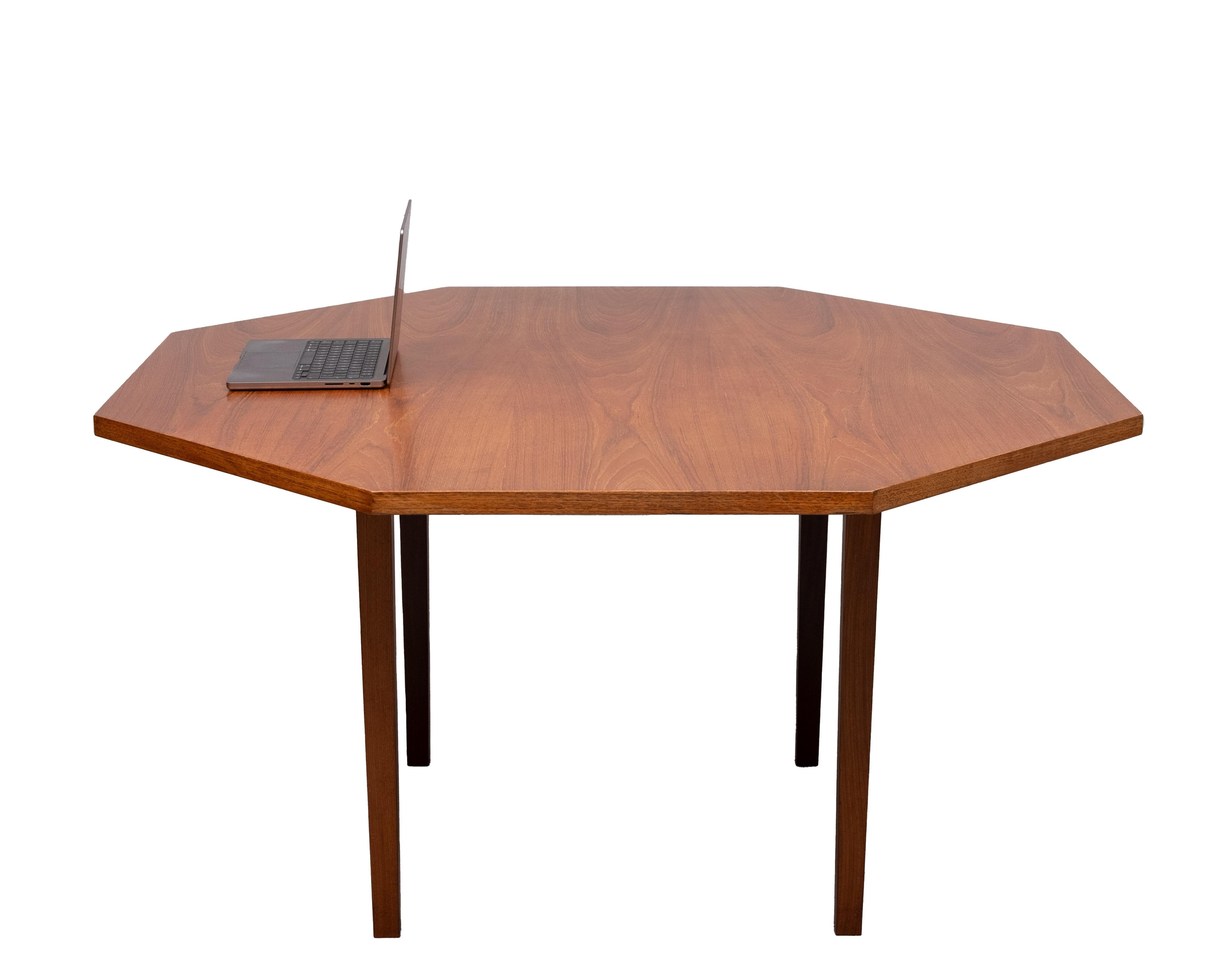Dutch Teak octangle shaped dining table 1960s For Sale