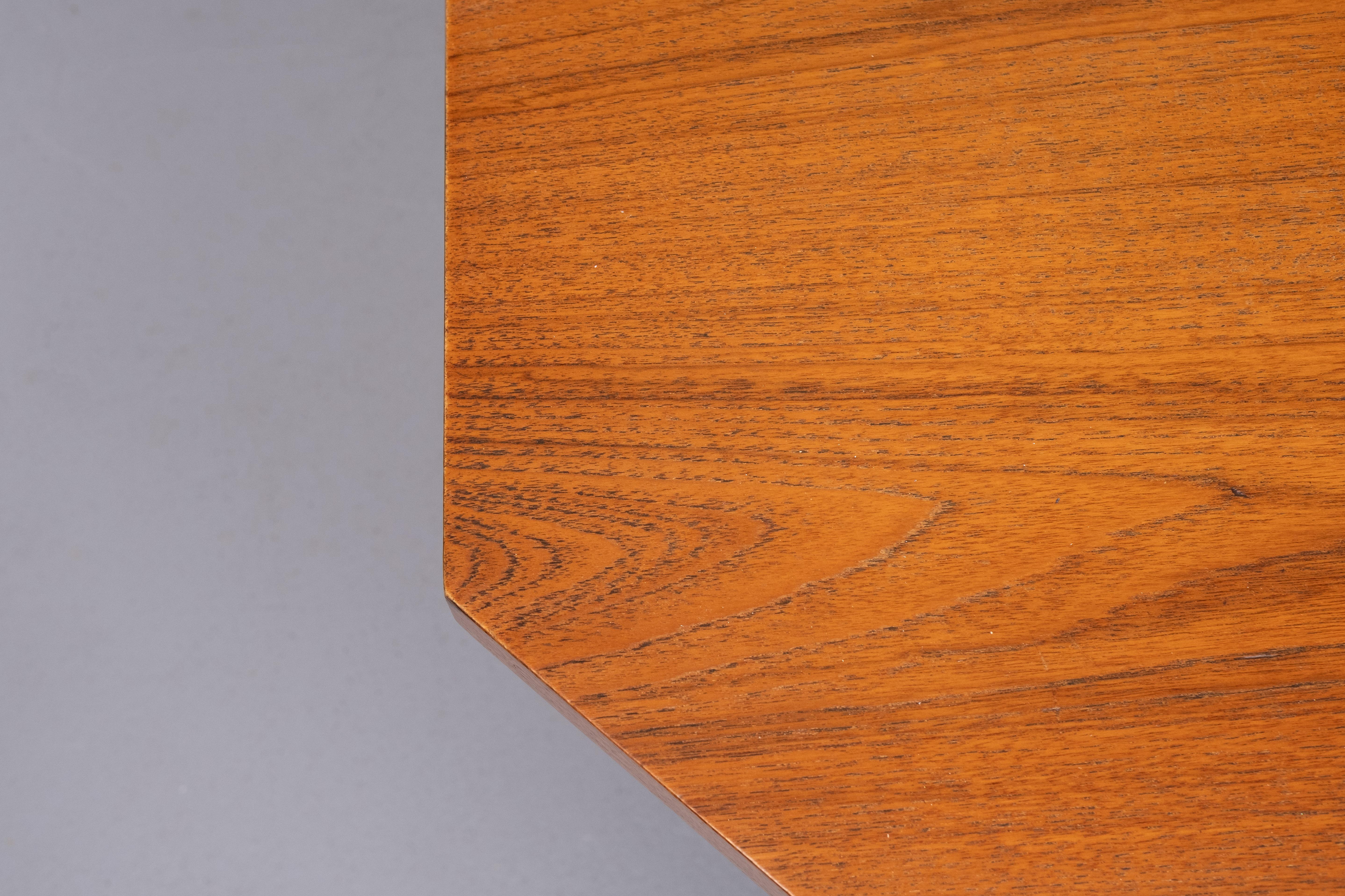 Teak octangle shaped dining table 1960s For Sale 2