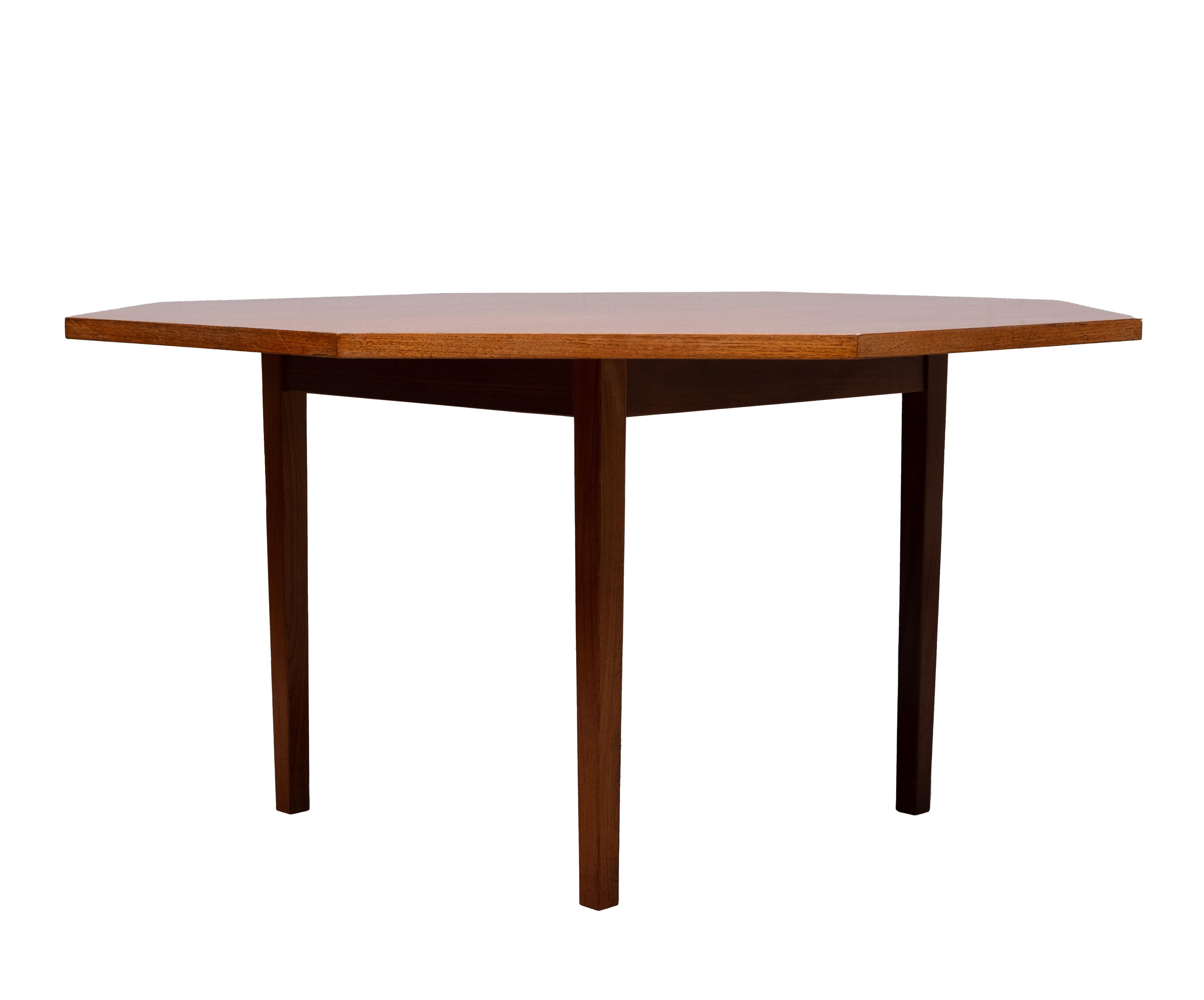 Teak octangle shaped dining table 1960s For Sale 3