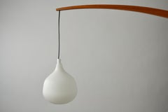 Teak & opaline pendant - Uno & Östen Kristiansson for Luxus Vittsjö, Sweden, 60s
