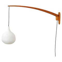 Teak & opaline pendant - Uno & Östen Kristiansson for Luxus Vittsjö, Sweden, 60s