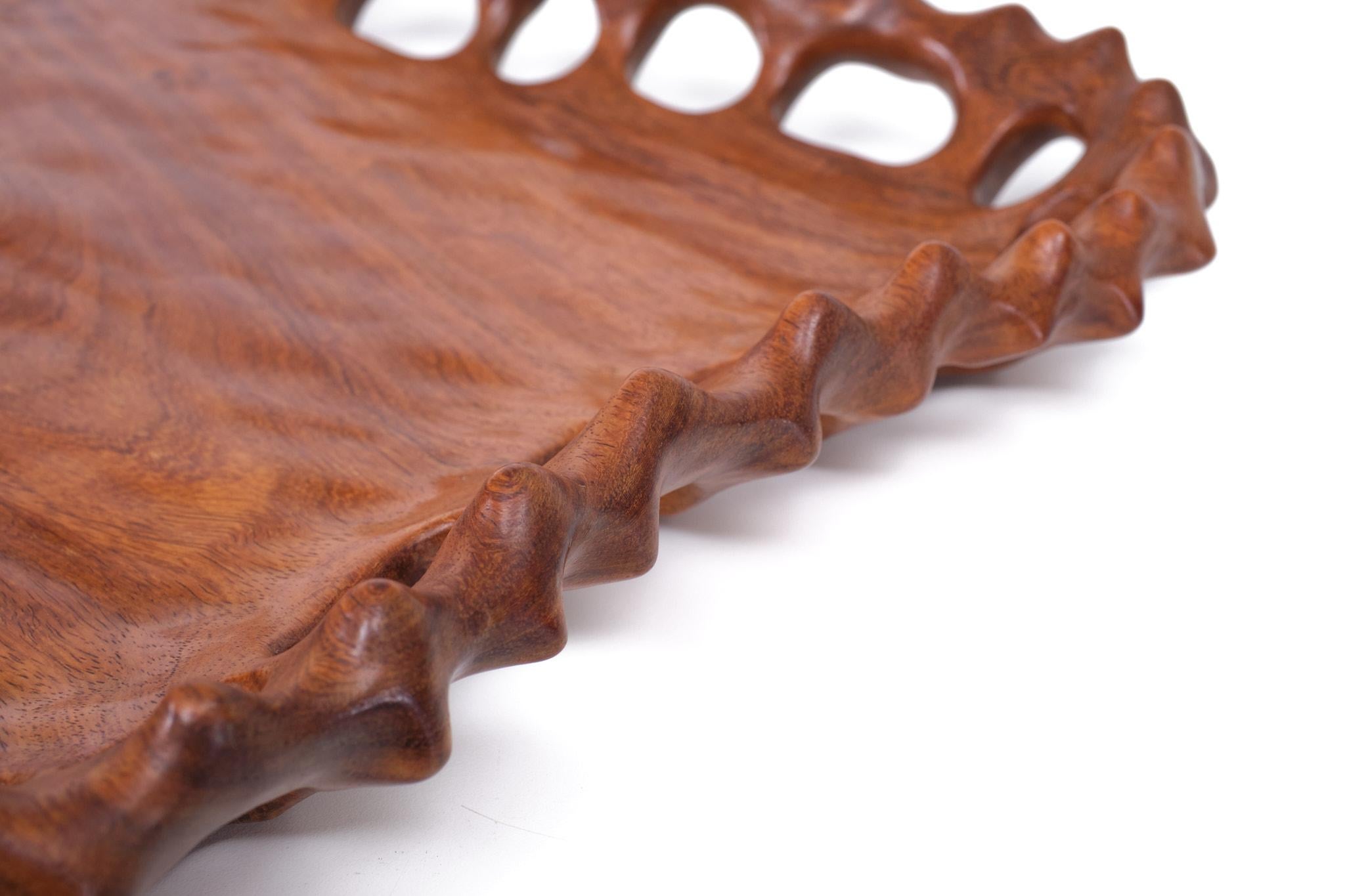 Teak organic hand carved  serving tray  1970s  For Sale 4