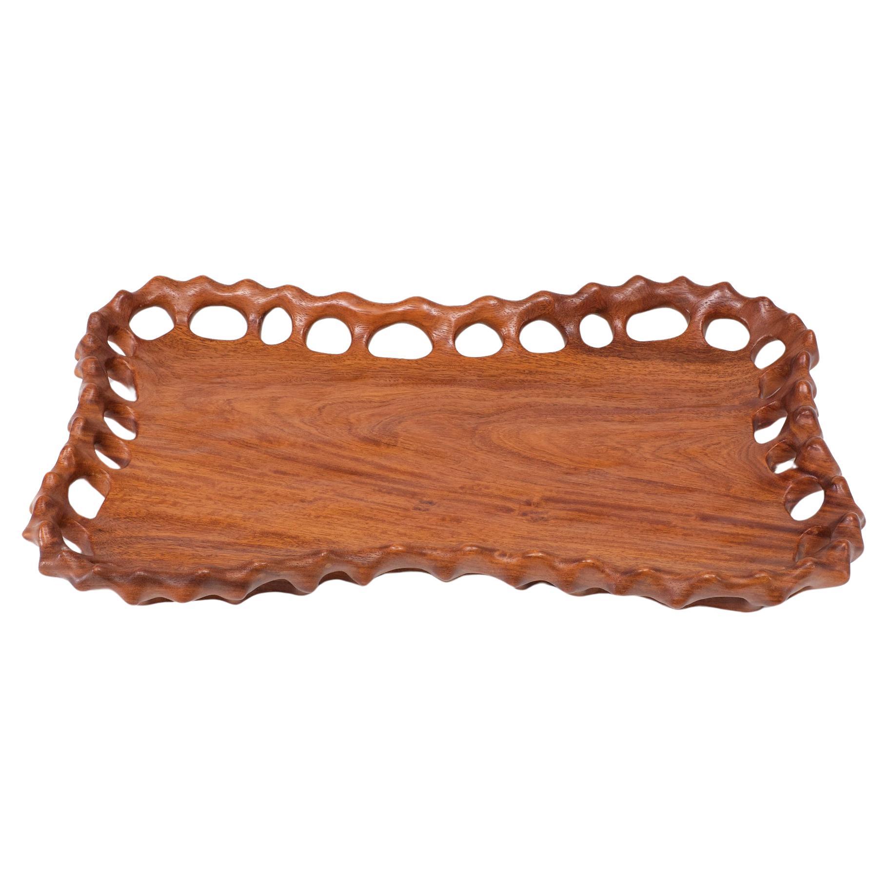Stunning organic hand carved serving tray. Teak wood . 1970s 
nice warm honey color 

