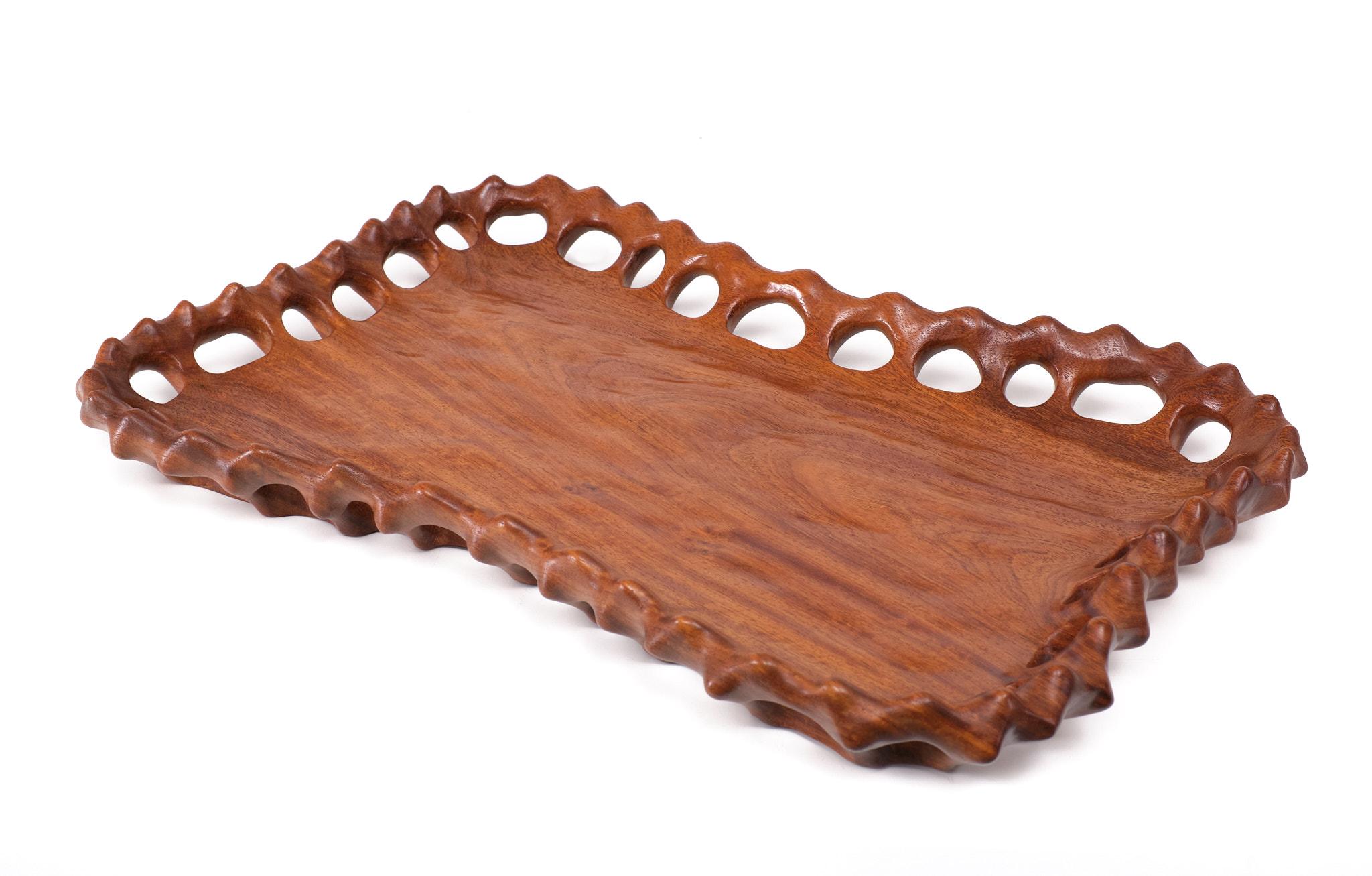 Teak organic hand carved  serving tray  1970s  In Good Condition For Sale In Den Haag, NL