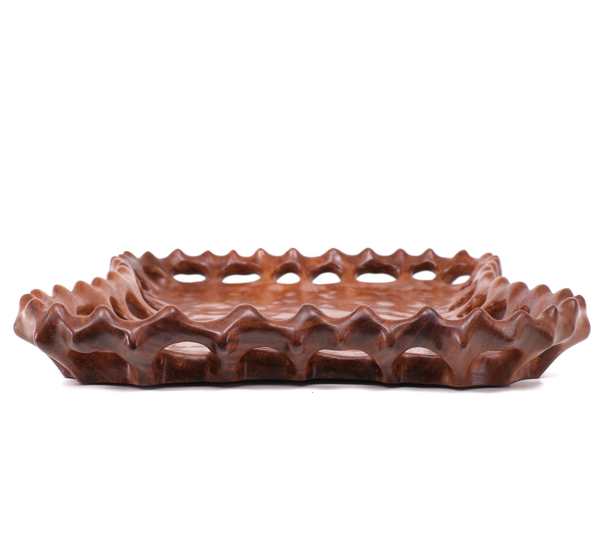 Teak organic hand carved  serving tray  1970s  For Sale 1