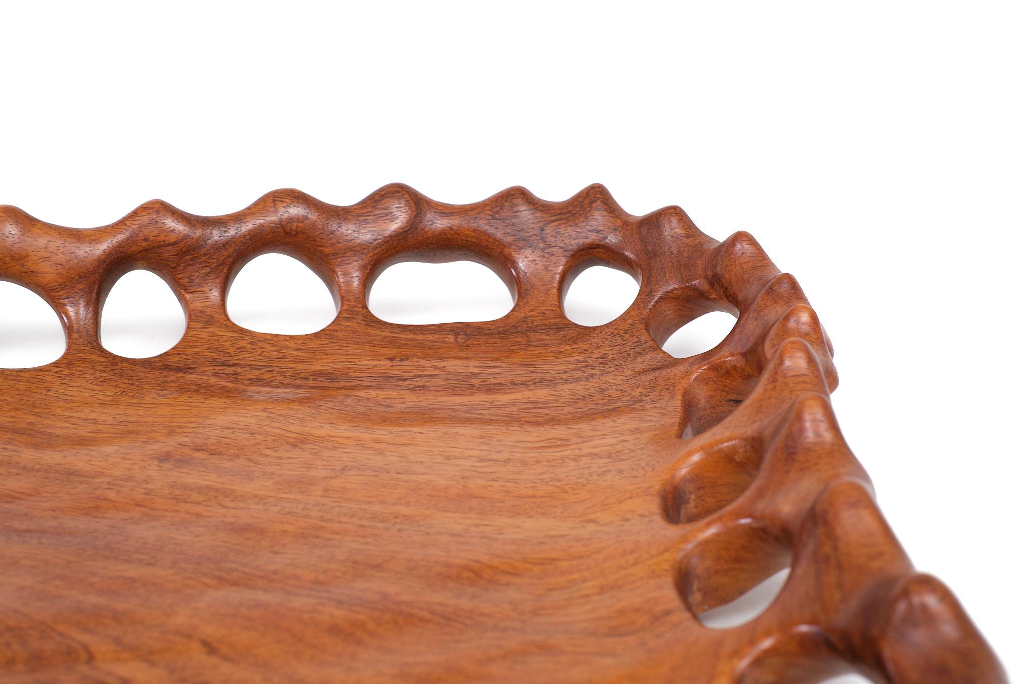 Teak organic hand carved  serving tray  1970s  For Sale 2