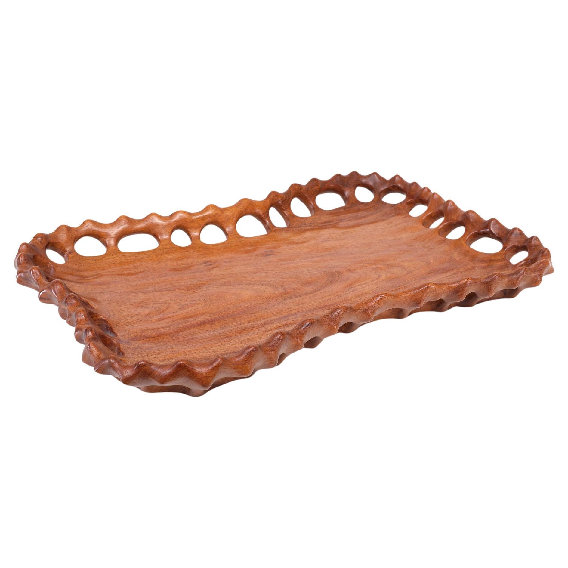 Teak organic hand carved  serving tray  1970s  For Sale