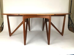 Teak Oval Drop-Leaf Table by Kurt Østervig for Koefoeds Hornslet
