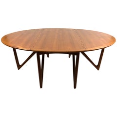 Teak Oval Drop-Leaf Table by Kurt Østervig for Koefoeds Hornslet