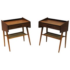 Vintage Teak Pair of Midcentury Night or Side Tables, Sweden, 1950s