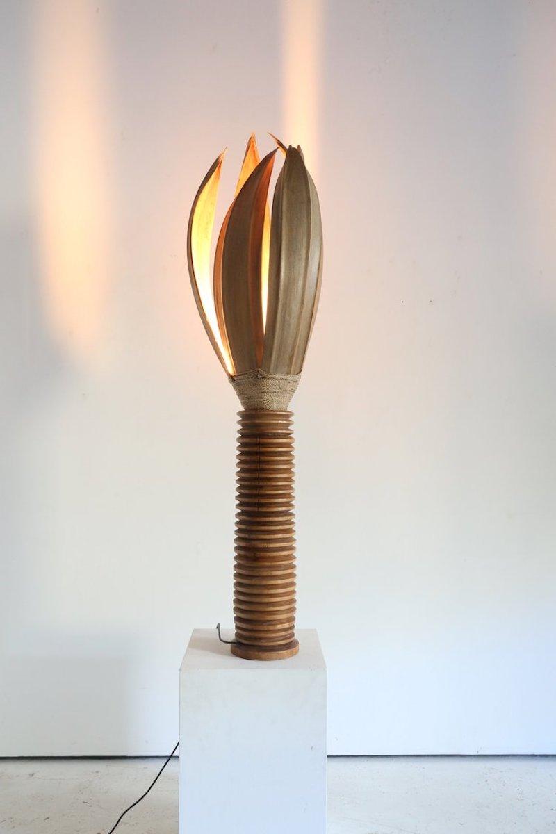 Mid-Century Modern Teak Palm Lamp