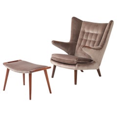 Teak 

Papa Bear

 Chair and Ottoman by Hans J. Wegner for A.P. Stolen
