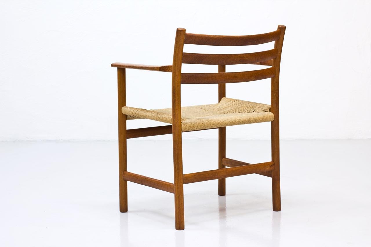 Danish Teak & Paper Cord Armchair by Poul Volther, Denmark, 1950s For Sale