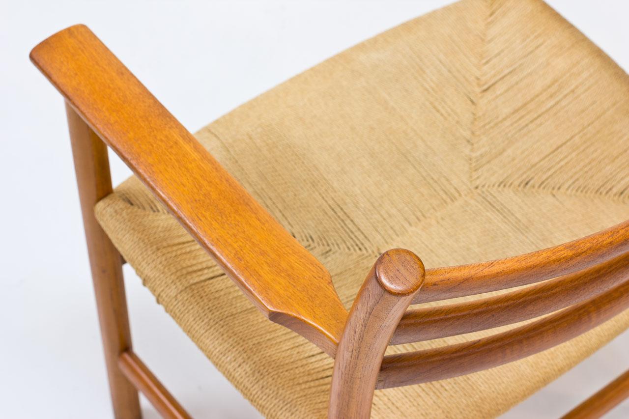 Papercord Teak & Paper Cord Armchair by Poul Volther, Denmark, 1950s For Sale