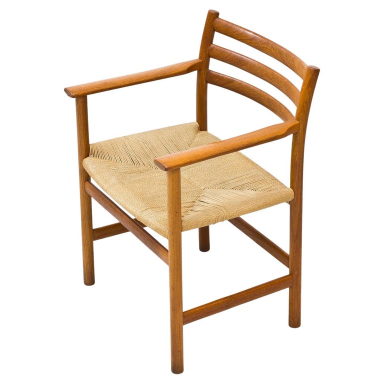 Teak and Paper Cord Armchair by Poul Volther, Denmark, 1950s For Sale