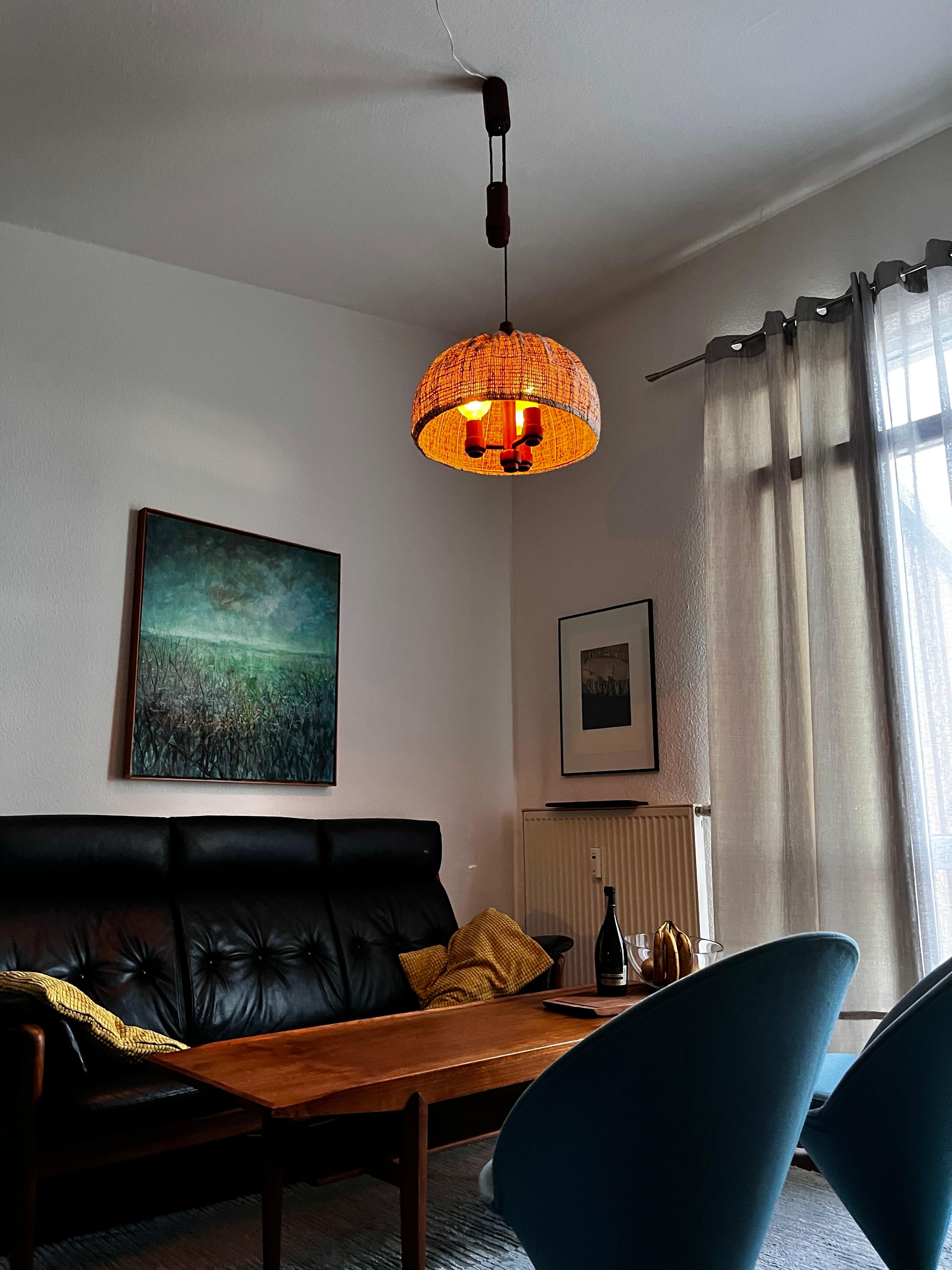 Lámpara colgante de teca by Domus Moderno de mediados de siglo en venta