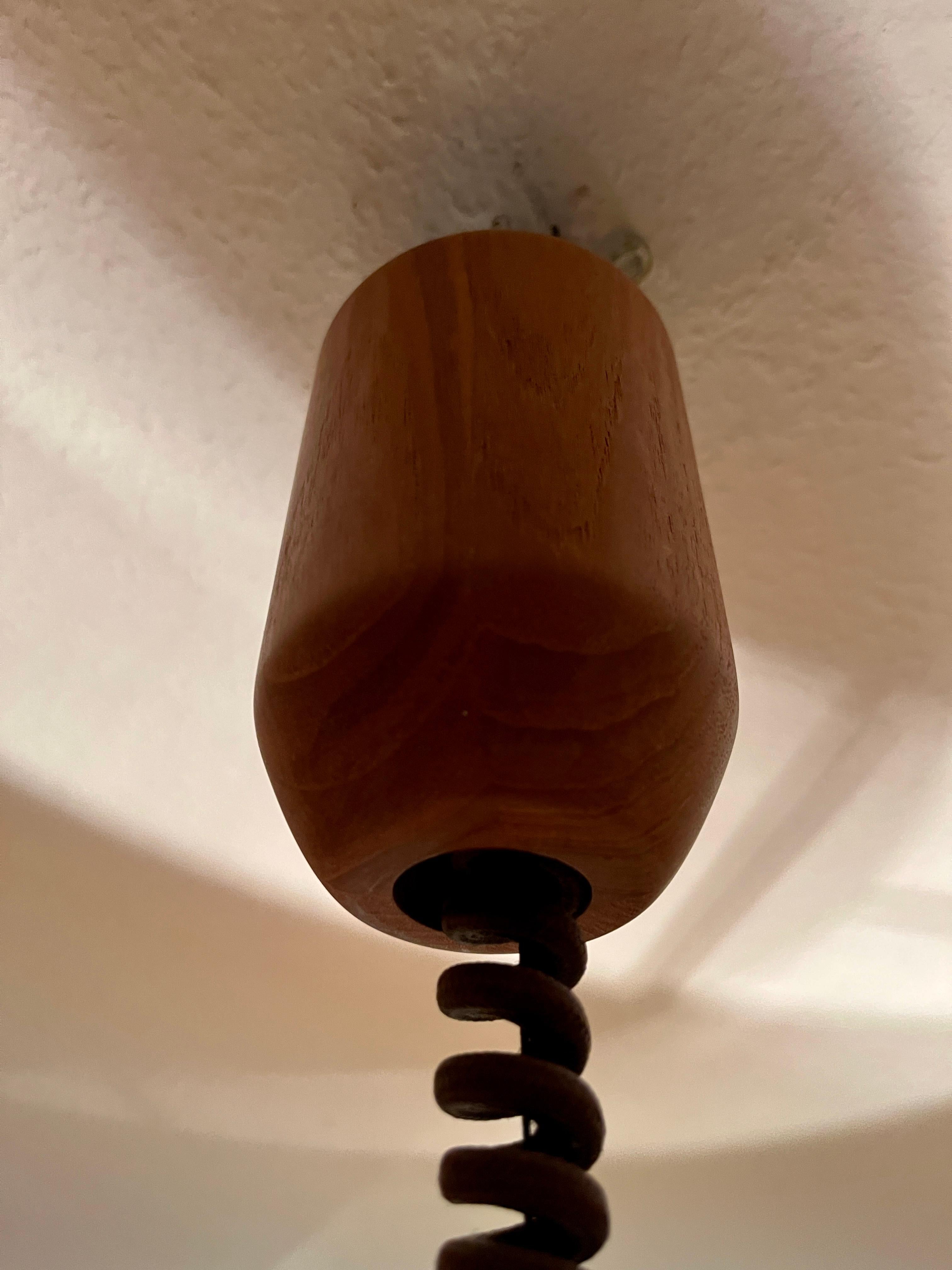 Linen Teak Pendant lamp by Domus For Sale