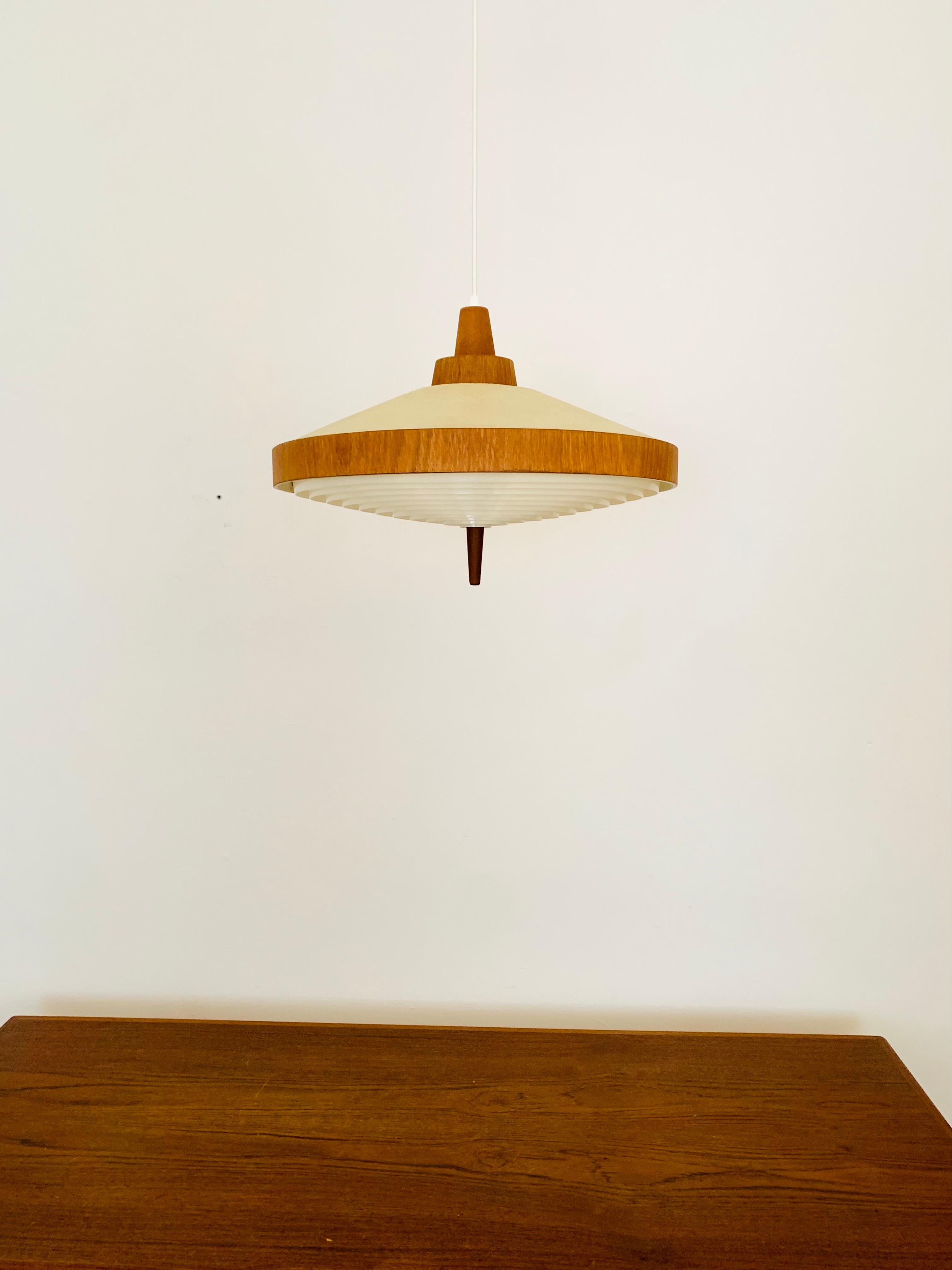 German Teak Pendant Lamp by Temde For Sale
