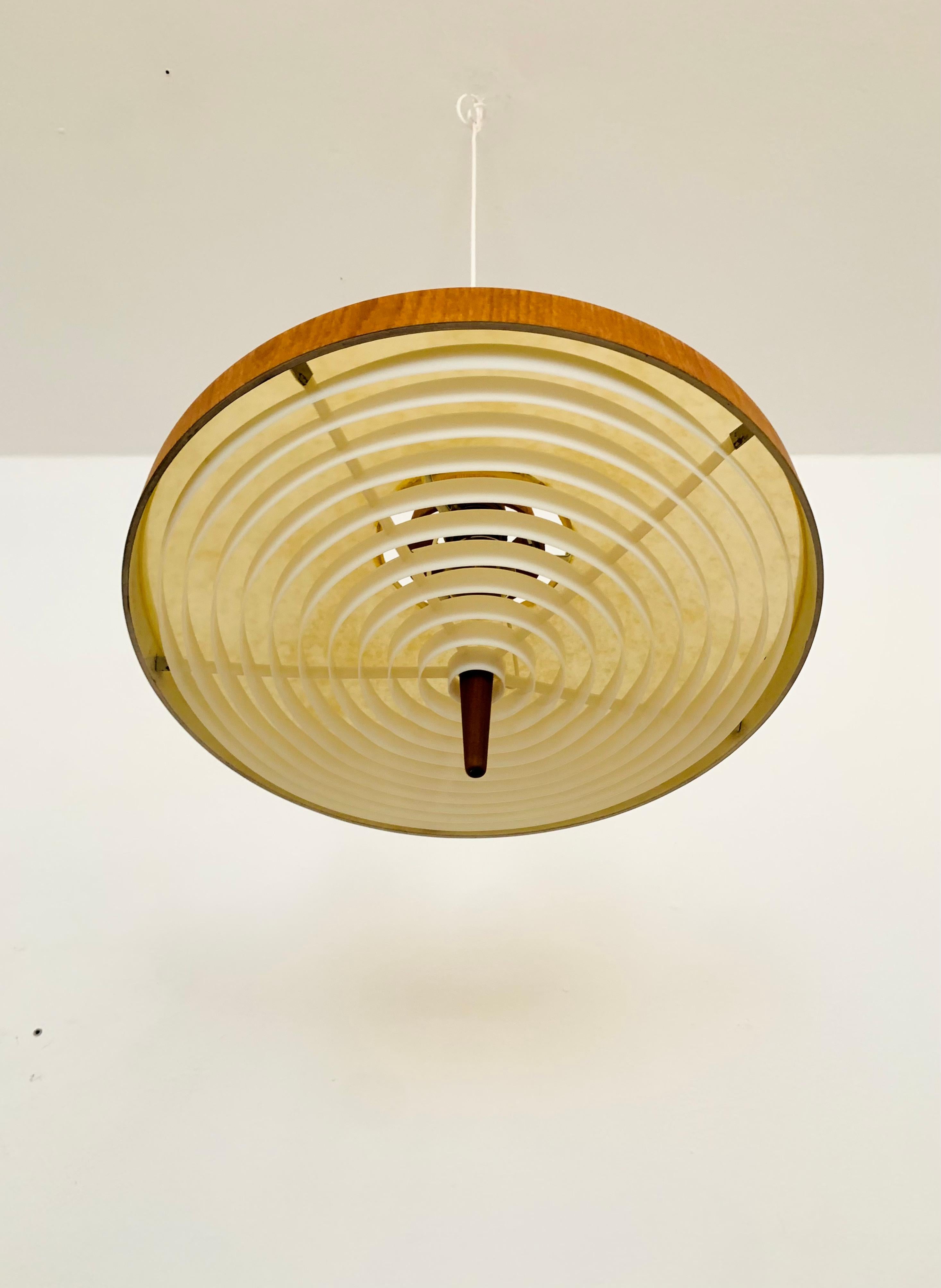 Mid-20th Century Teak Pendant Lamp by Temde For Sale