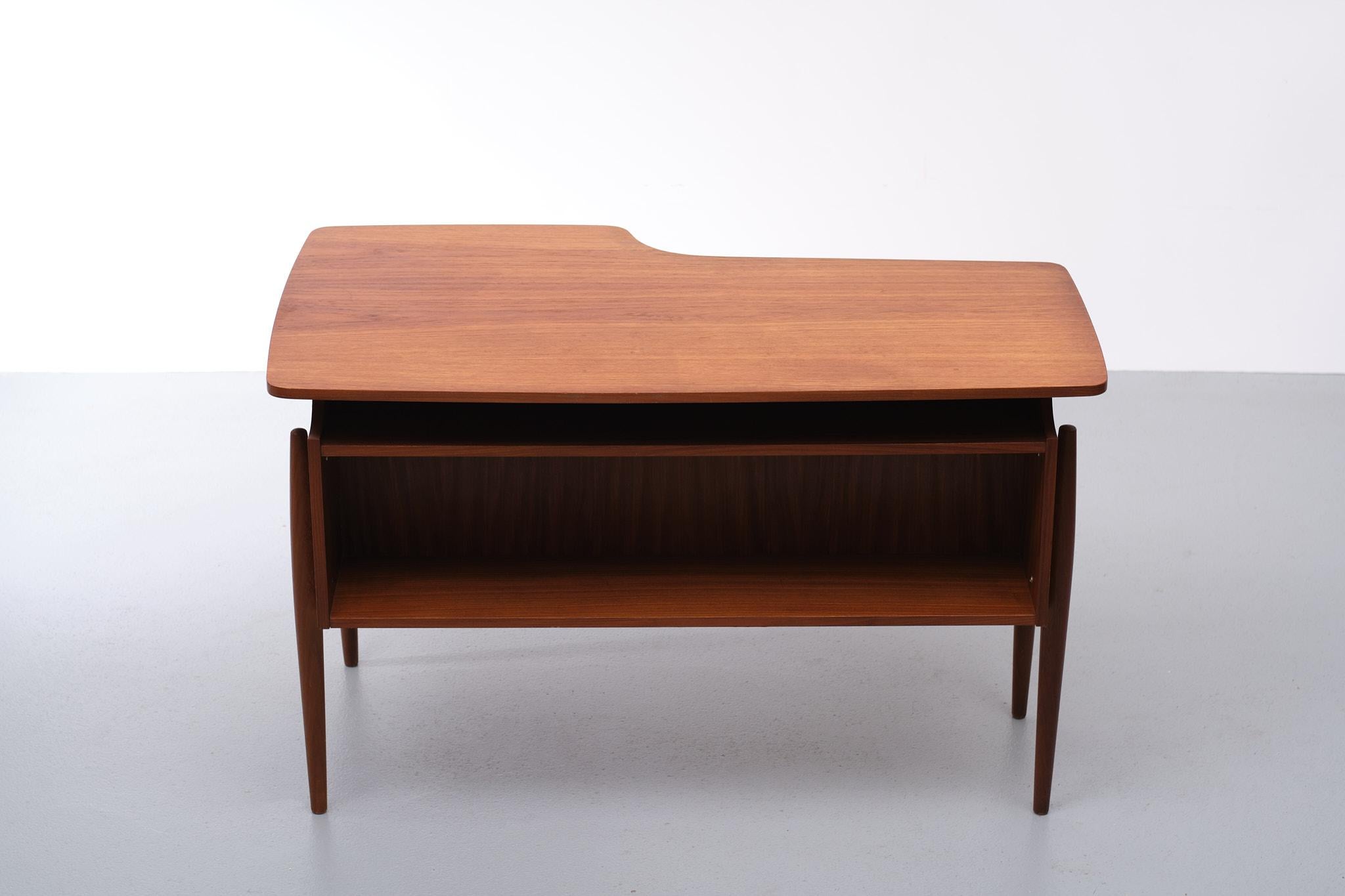 Mid-Century Modern Teak Piano Shaped Desk 1960s Dutch 