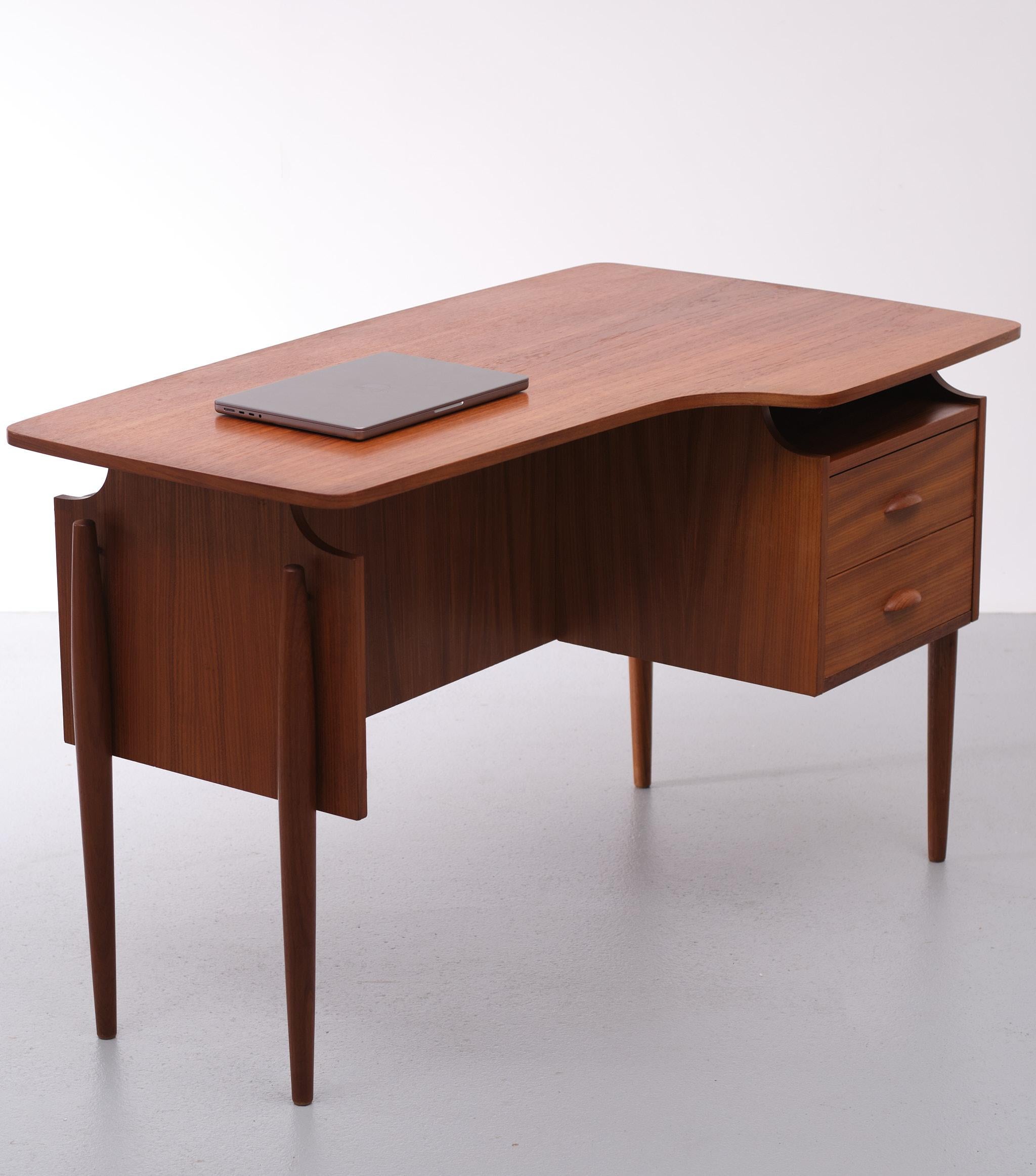 Teak Piano Shaped Desk 1960s Dutch  2