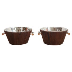 Used Teak Planters with Metal Inserts