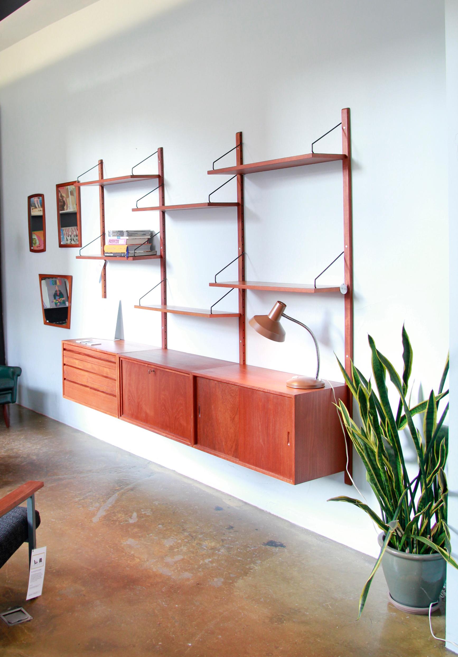 Danish Teak Poul Cadovius Hanging Wall System by Royal System Denmark, 1960s