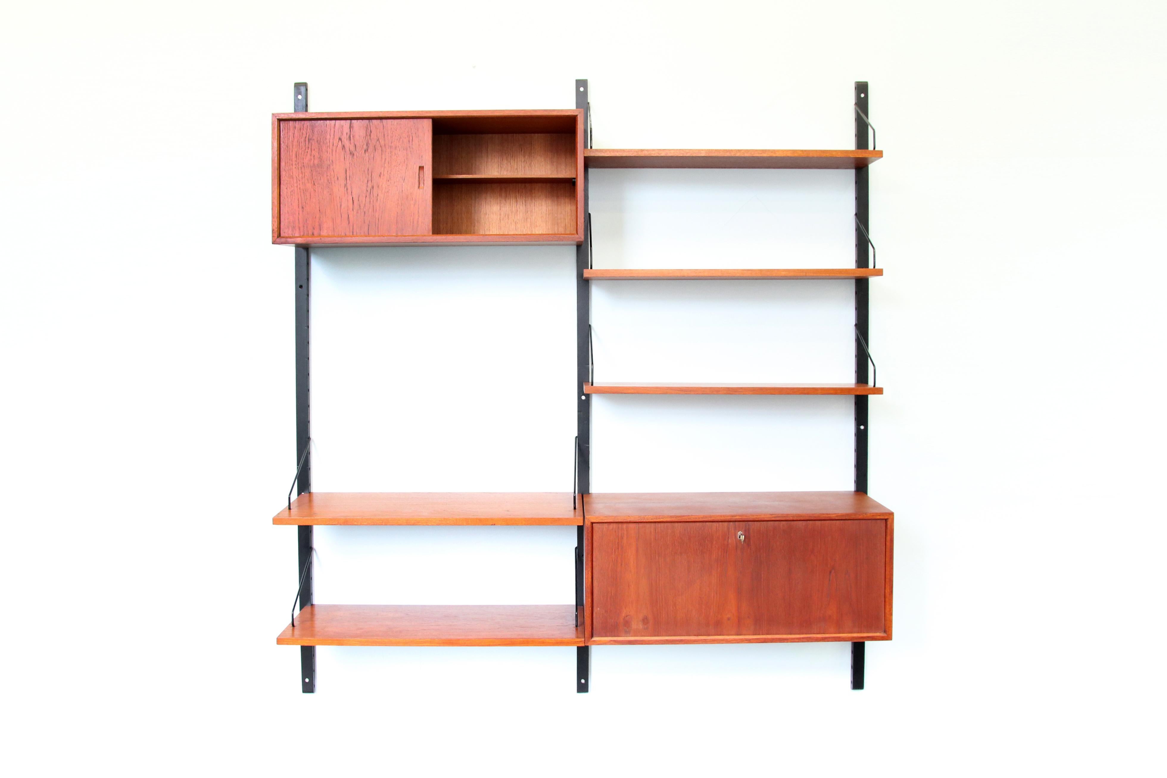 Danish Teak Poul Cadovius Hanging Wall System by Royal System Denmark, 1960s