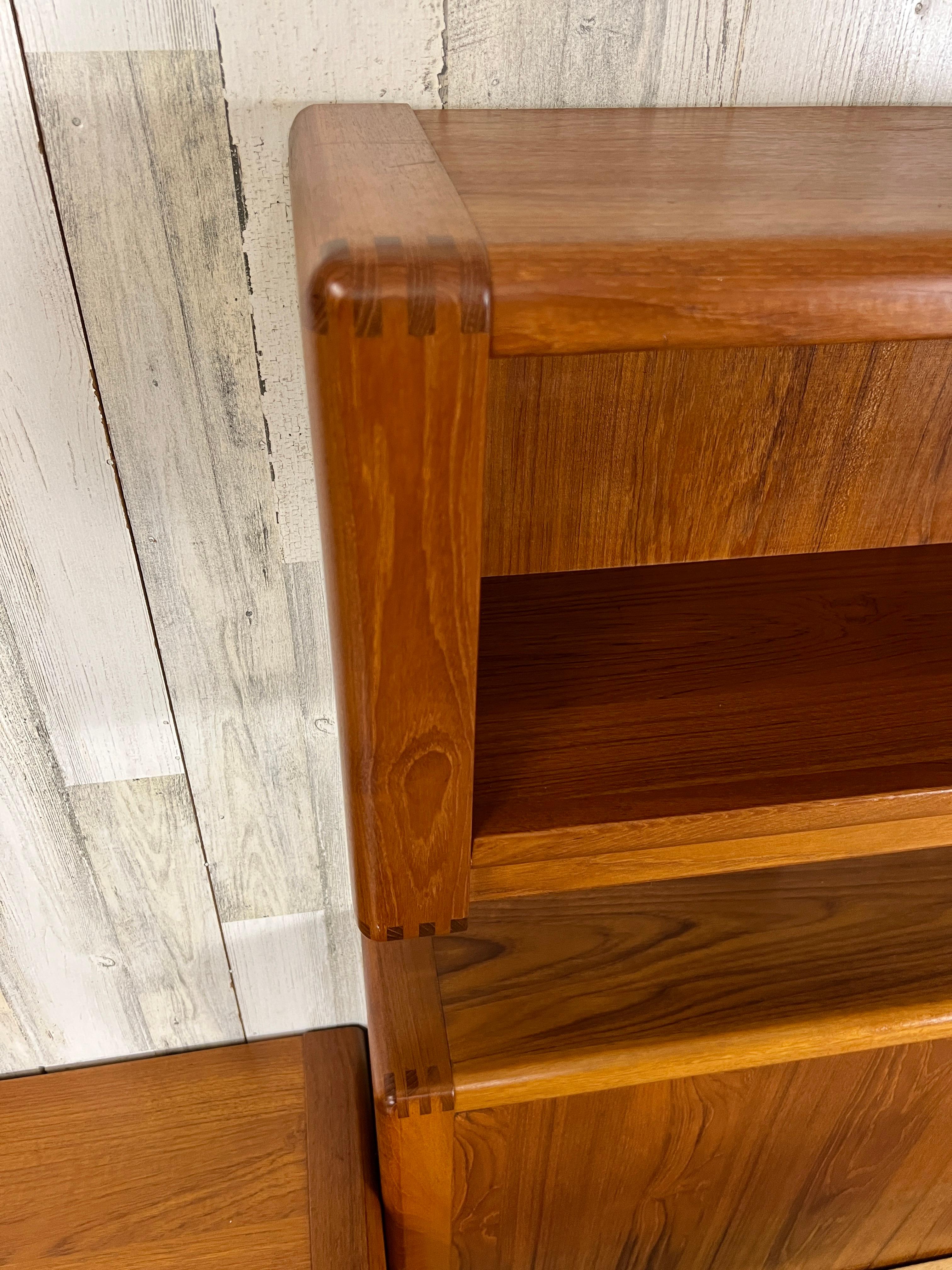Teak Queen Bed and Night Stands with Floating Bookcase 7