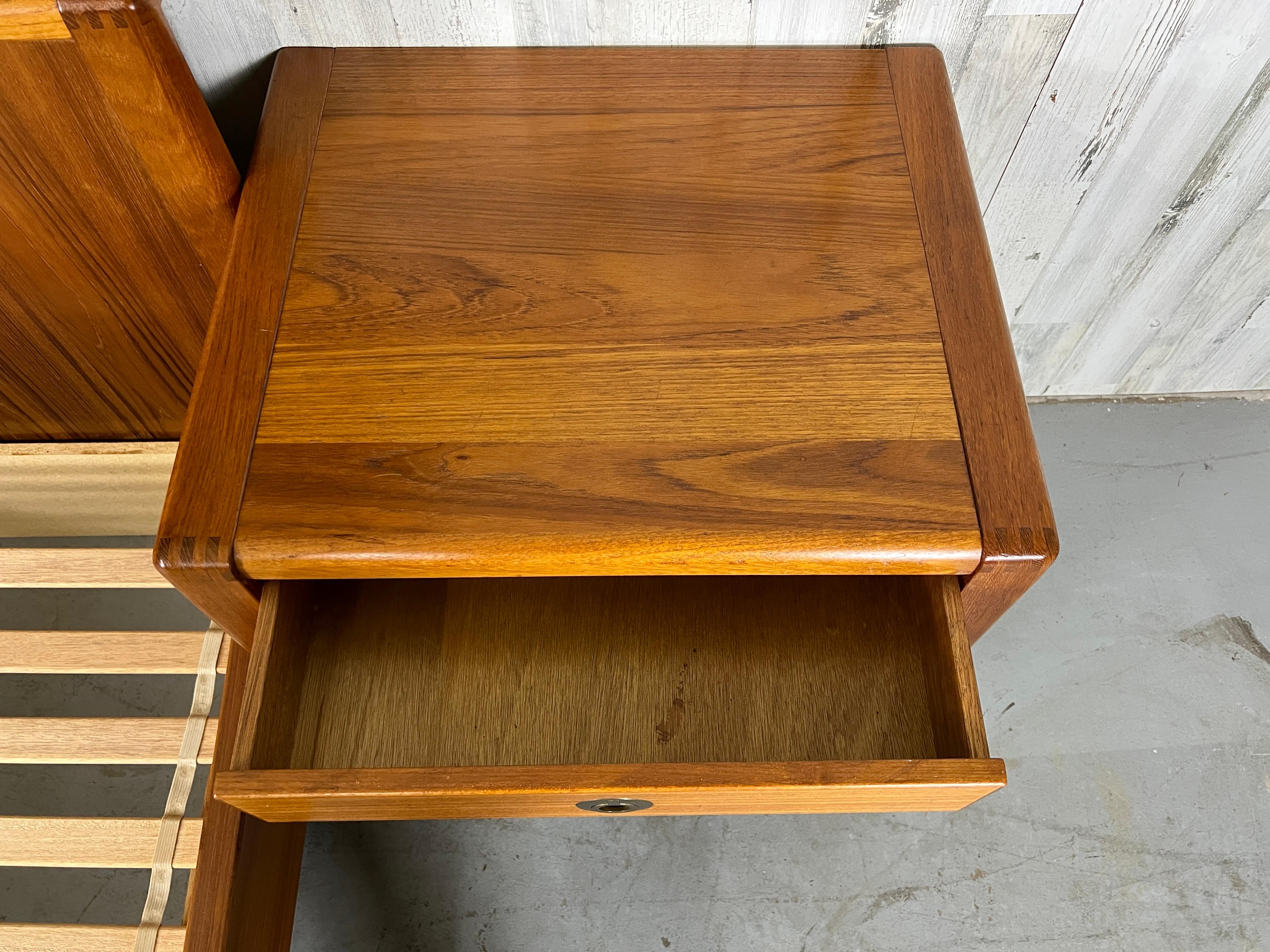 Teak Queen Bed and Night Stands with Floating Bookcase 11