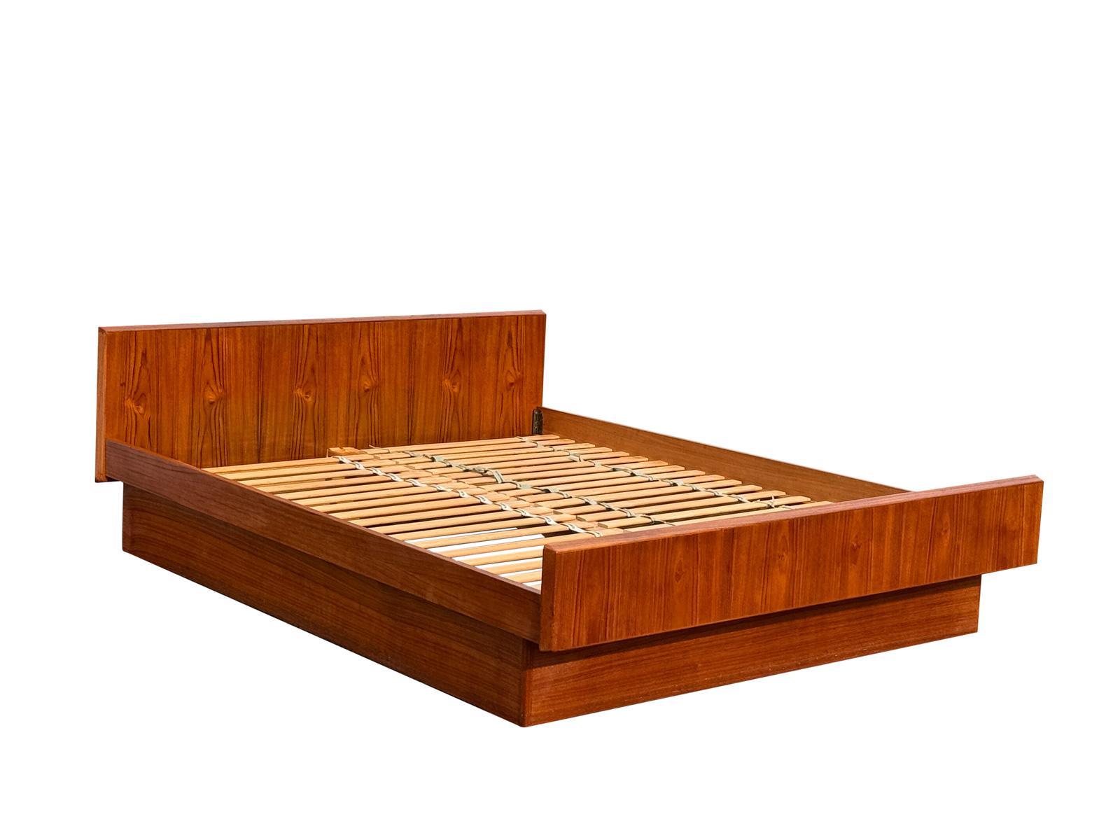 Mid-Century Modern TEAK Queen Floating Bed Frame by Sannemanns Denmark