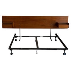 Teak Queen Size Bed Frame Headboard Floating Nightstands Denmark MCM 1970s