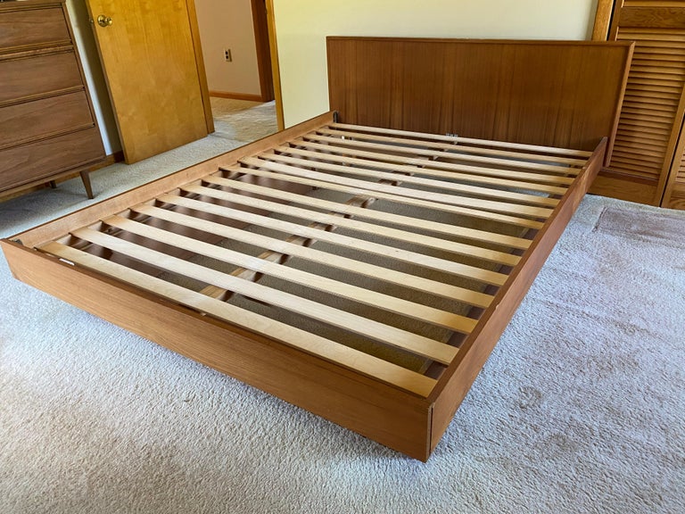 Teak Queen Sized Headboard and Box Frame, Canada at 1stDibs