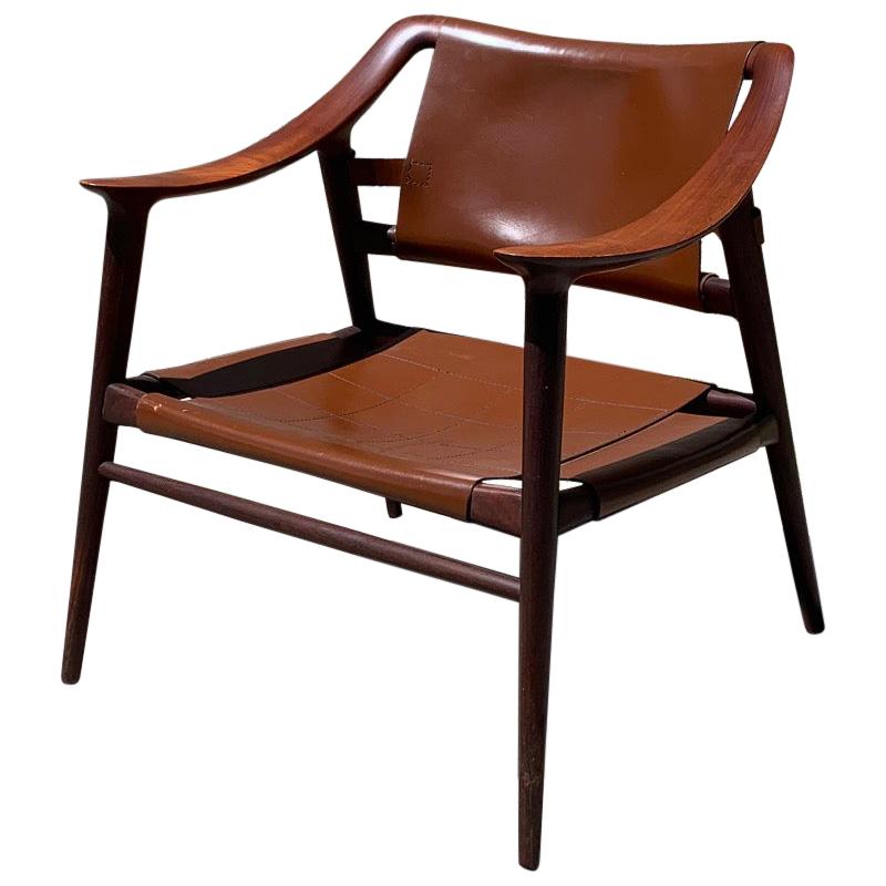 Teak Rastad and Relling "Bambi" Lounge Chair with Leather For Sale