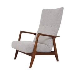 Vintage Teak Recliner Lounge Chair attributed Alf Svensson for DUX, Danish Modern 1960