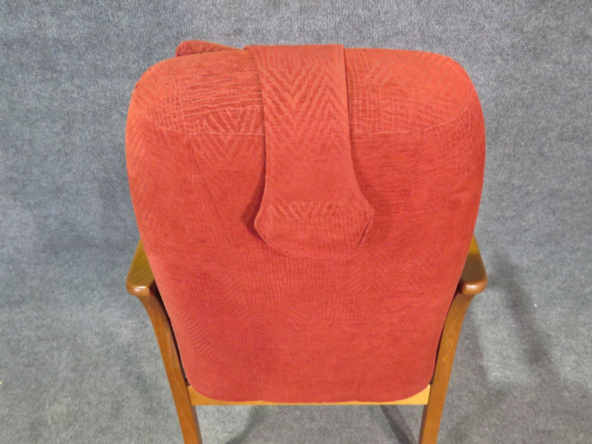 Upholstery Teak Reclining Chair by Hjellegjerde Møbler