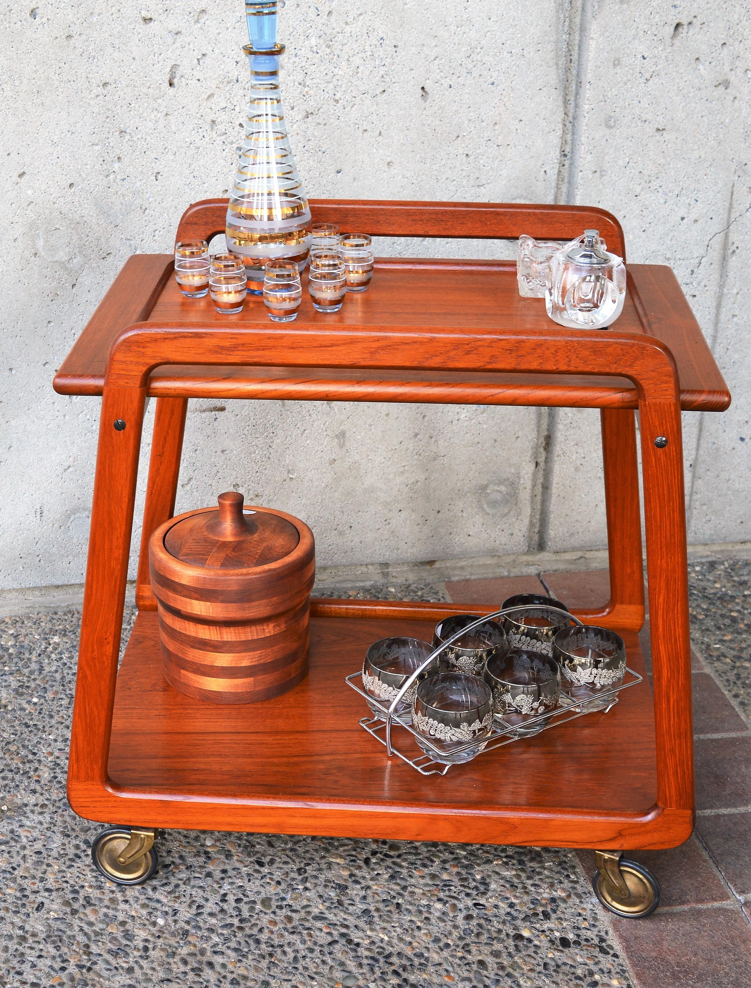 Danish Teak Reversible Tray Top Bar Cart or Tea Trolley by Sika Møbler